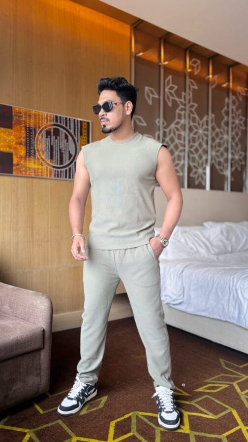 UA Pista Oversized Tank Top and Long Pants Co-ord Set for Men - Image 5
