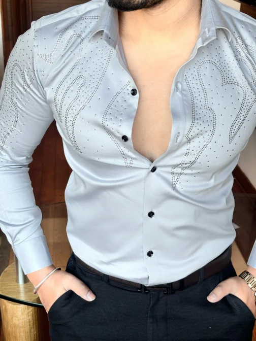 UA Radiant Grey Giza Cotton Lycra Shirt