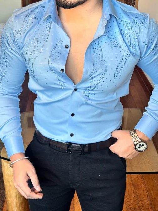 UA Radiant Sky Blue Giza Cotton Lycra Shirt