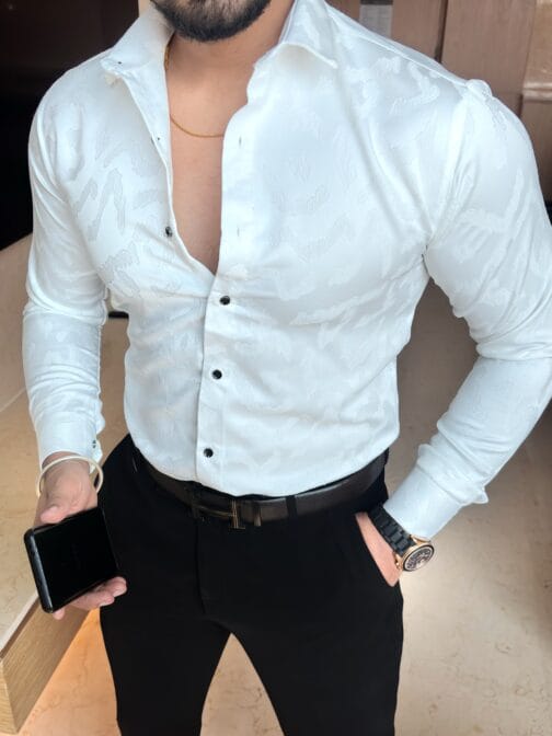 UA Leopard Jacquard White Shirt