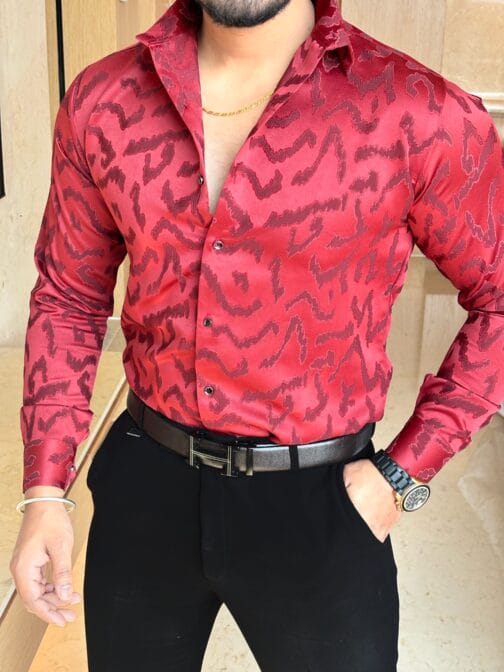 UA Leopard Jacquard Mahroon Shirt