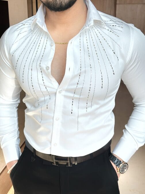 UA Dazzle Giza Cotton Lycra White Shirt