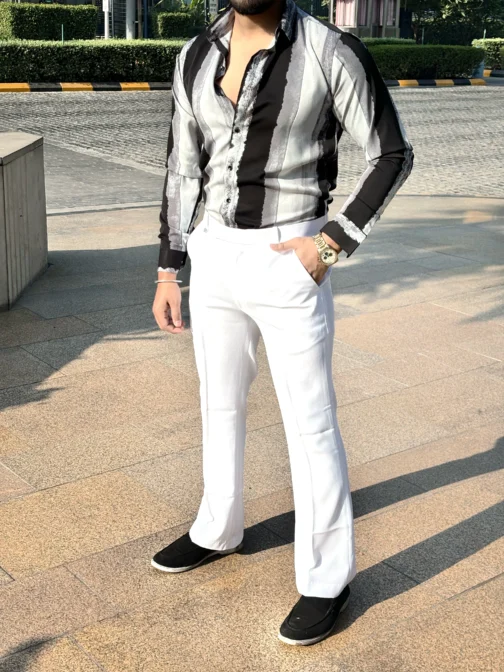 UA Black and Grey Striped Regular Fit Casual Shirt - Image 2