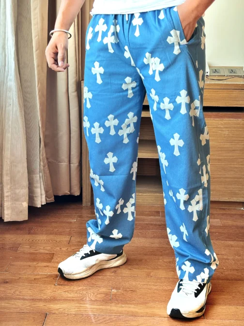 UA Sky Blue Cross Straight Pants
