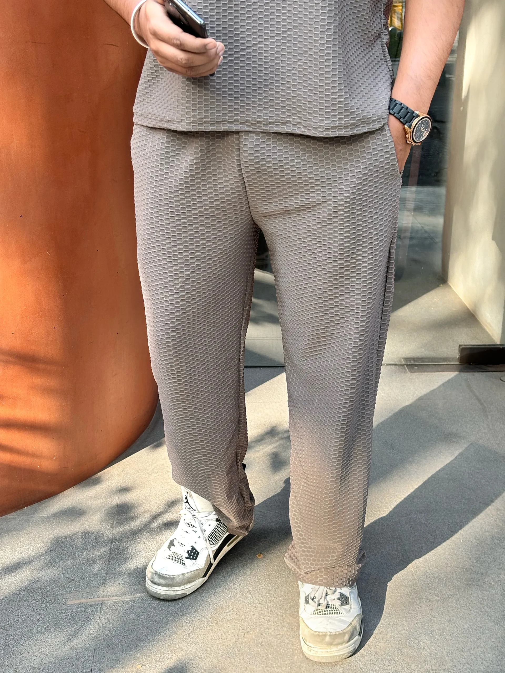 UA OVERSIZED SOLID TEXTURED CO-ORD SET MEN - LIGHT GREY - Image 3