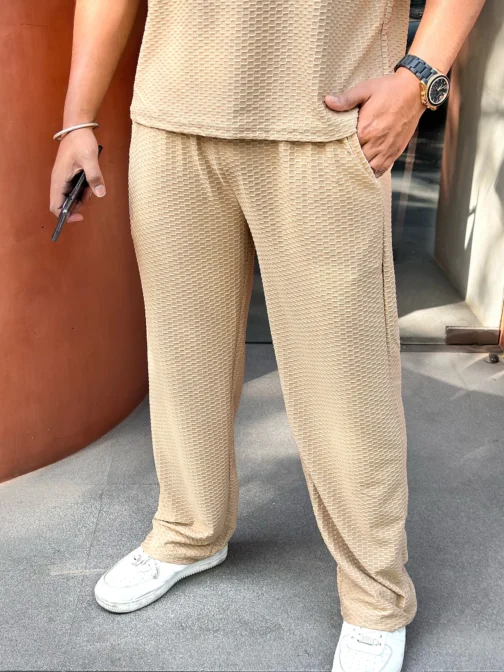 UA OVERSIZED SOLID TEXTURED CO-ORD SET MEN - BEIGE - Image 2